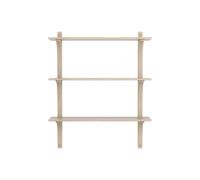 Swedese Étagère Levi à 3 plateau Blanc pigmenté chêne-laiton. 90 cm
