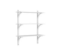 Swedese Étagère Levi à 3 plateau Blanc laqué frêne-laiton. 90 cm