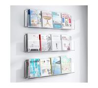 Étagère Livres Étagère murale for livres d'images, étagère à magazines en acrylique sans Perforation, présentoir de décoration murale, bibliothèque murale, 3 pièces Bibliothèque(Blanc,100cm)