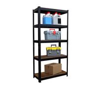 Étagère Lourde Relaxdays, 875 kg, H x l x P 150 x 75 x 30 cm, 5 Niveaux, Effet Bois, Acier et MDF, Noir/Brun