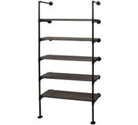 Étagère MENDLER HWC-C45 Design industriel bois métal 165x80x28cm gris-brun G