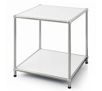Étagère métal chromé design épuré, Concept Epuré MK-012 : 2 étages, L40 x P40 x H46 cm, Blanc
