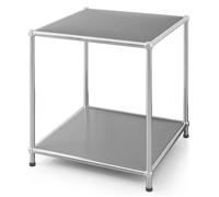 Étagère métal chromé design épuré, Concept Epuré MK-012 : 2 étages, L40 x P40 x H46 cm, Gris