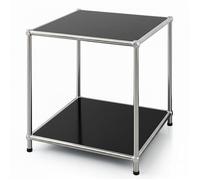 Étagère métal chromé design épuré, Concept Epuré MK-012 : 2 étages, L40 x P40 x H46 cm, Noir