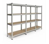 Étagère métallique de charges lourdes - EURO VANADIUM - Triple - 4 niveaux - 210 x 40 x 160 cm - 960 kg au total
