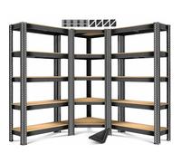 MASKO® : Ensemble de 3 étagères métalliques pour stockage, comprenant 1 étagère d'angle + 2 étagères de stockage, 15 étagères, capacité de charge de 2625 kg