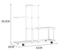 Étagère métallique pour plantes sur roulettes - Support à fleurs d'angle H9035 - Multi-étagères - Gain de place - Pour intérieur et extérieur - Blanc