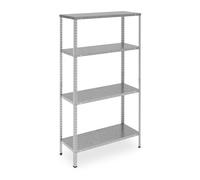 Étagère métallique Relaxdays galvanisée, 4 tablettes, charge maximale de 160 kg, étagère robuste en acier, étagère de rangement pour cave, dimensions : 150 x 75 x 30 cm, couleur argent