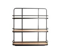 Etagère, meuble étagère murale en bois coloris naturel et métal noir - longueur 51 x profondeur 13 x Hauteur 61 cm