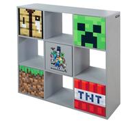 Étagère Minecraft 9 Compartiments Et 5 Portes Push-open Gris - Motifs Multicolore TU