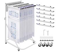 Étagère mobile pour plans et affiches - Porte-plans suspendu réglable - 6 pinces en aluminium de 61 cm - Mobile avec roulettes - Pour dessins, documents, affiches - Idéal pour le bureau et la maison
