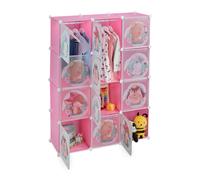 Étagère modulable enfants penderie DIY meuble de rangement enfant rose 8 cubes