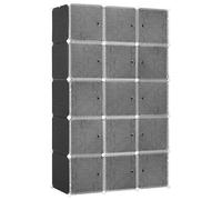 Étagère modulable - Noir - Plastique robuste - 111x47x183 cm - 12 kg - 2 grands cubes - 9 petits cubes