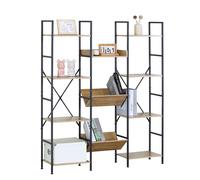 Etagère modulaire Bibliothèque ouverte structure en acier noir - Longueur 126 x Hauteur 150 x Profondeur 27 cm - -