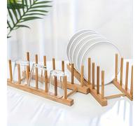 Étagère multifonctionnelle en bambou, peut contenir des assiettes, bols, tasses, livres, couvercles de casseroles, planches à découper, peut être utilisée comme égouttoir, étagère de rangement, convie