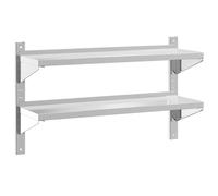 Étagère murale 2 étagères 100 x 30 x 60 cm Argent acier inoxydable | Acier inoxydable brossé, bords surélevés, montage facile, charge de 50 kg, multifonction