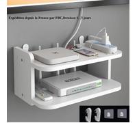 Etagère Murale 2 Niveaux pour Routeur TV Box Projecteur -30CM