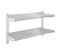 Royal Catering RCWR-80.2 Étagère Murale Rangement Cuisine 2 plateaux (80 cm de long, éléments pour montage mural, design moderne, inox)