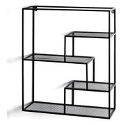 HAKU étagère Murale Noir, métal - Dim.: L 50 cm x H 60 cm x P 18 cm, Style: Modern