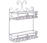 Étagère Murale 42 x 52 cm à 2 Niveaux en Acier Gris Vieilli pour Salle de Bains