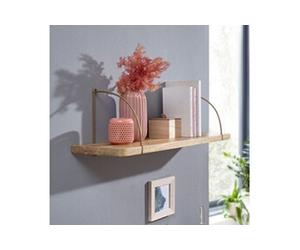 Etagère murale 60x22x25 cm en manguier et fer doré