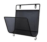 Étagère Murale à Magazines Nordique en Fer, Maille Courbée, Crochets | Rangement Mural Créatif pour Chambre et Café, Structure Rigide, Noir, Peu Déformable, Antirouille