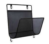 Étagère Murale à Magazines Style Nordique Créatif en Fer pour Chambre | Maille Cintrée, Petits Crochets Intégrés, Structure Rigide, Gain de Place, Noir, Usage Maison