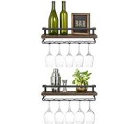 Etagère murale à vin en bois et métal - Style rétro 43 cm