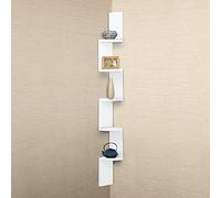 HOMCOM Étagère d'angle étagère murale design contemporain à 5 niveaux hauteur 120 cm forme de zigzag en bois blanc Aosom France