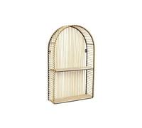 Etagère murale arrondie fenêtre en bambou et métal plateau bois - SAPHIR -