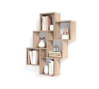 Etagere Murale avec 8 Compartiments Couleur Chene Tablette Salon Rangement 428743