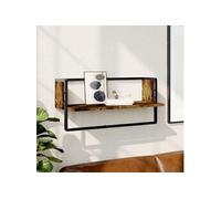 Etagère murale avec barre chêne fumé 65x25x30 cm 836290