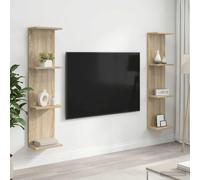 vidaXL Étagère murale 2 pcs en bois d'ingénierie blanc 25 x 15 x 100 cm