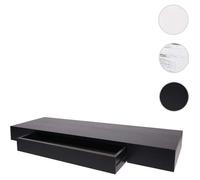 Étagère murale avec tiroir en bois massif HWC-H37 - noir
