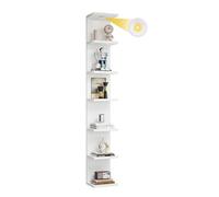 Étagère murale, bibliothèque, avec éclairage LED intégré, 7 niveaux, plaque extra épaisse de 25 mm, étagères flottantes, blanches, montage vertical ou horizontal, pour salon, bureau, 195 x 23,5 x 25