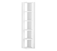 Etagère murale, bibliothèque d'angle avec 5 tablettes coloris blanc - longueur 34 x profondeur 34 x hauteur 161 cm - -
