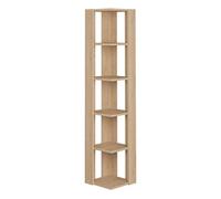 Etagère murale, bibliothèque d'angle avec 5 tablettes coloris chêne cambrian - longueur 34 x profondeur 34 x hauteur 161 cm - -
