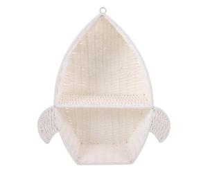 Étagère Murale Blanc Organisateur de Rangement Suspendu Tissée | Papier String et Fer, Style Rural, Décoration Maison, pour Chambre et Salle de Bain