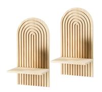 Étagère murale bohème en bois de baleine | Bibliothèque en bois incurvé Boho 2 pièces | Étagère murale moderne bohème