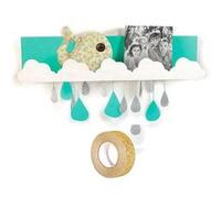 Etagère murale bois 42 x 9 cm Nuages + masking tape doré à paillettes 5 m Beige G