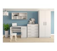 Étagère murale Bureau Armoire Commode Ensemble pour chambre d'adolescent EGA I BLANC