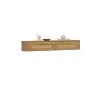 Etagère murale console d'entrée HANAE 2 tiroirs effet naturel cannage Naturel