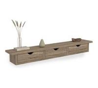 IDMARKET Etagère murale console d'entrée LISE 3 tiroirs façon hêtre