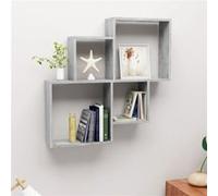 Etagère murale cube Gris béton 80x15x78,5 cm Bois d'ingénierie