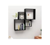 Etagère murale cube Noir 80x15x78,5 cm Bois d'ingénierie