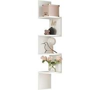Etagère murale d'angle avec 4 tablettes - Blanc - JUVONA - Bois - Panneaux de particules - Scandinave - Moderne
