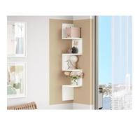 Etagère murale d'angle avec 4 tablettes - Blanc - JUVONA - Bois - Panneaux de particules - Scandinave - Moderne