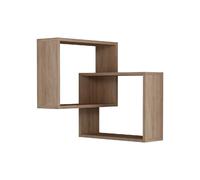 Etagère murale d'angle carrée en bois - Marron
