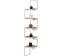 IDMarket - Etagère Murale d'angle ISA 5 Niveaux Bois et métal Design Industriel
