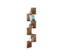 Etagère Murale D'angle Isa 5 Niveaux Façon Bois Vieilli